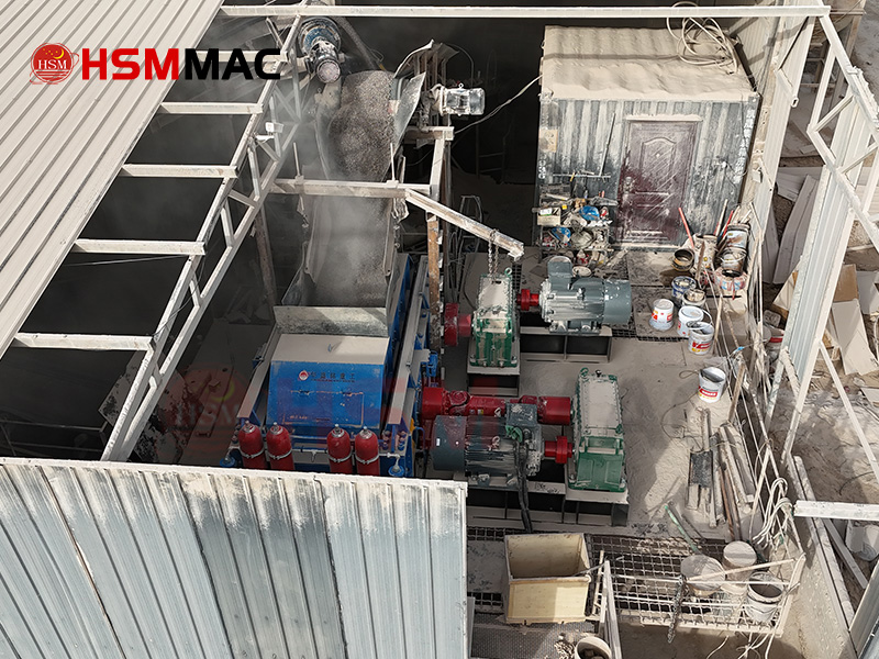HSM Hydraulic Double Roll Crusher Operating in an Industrial Ore Processing Plant
